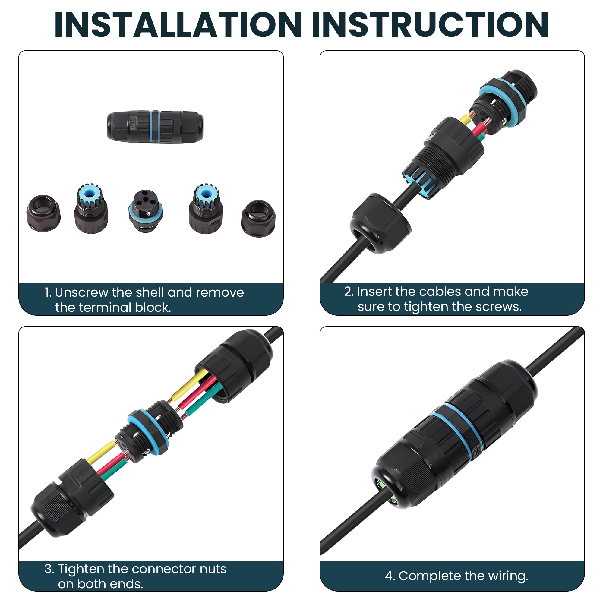 IP68 Waterproof 3-Way Outdoor Electrical Cable Connector Junction Box