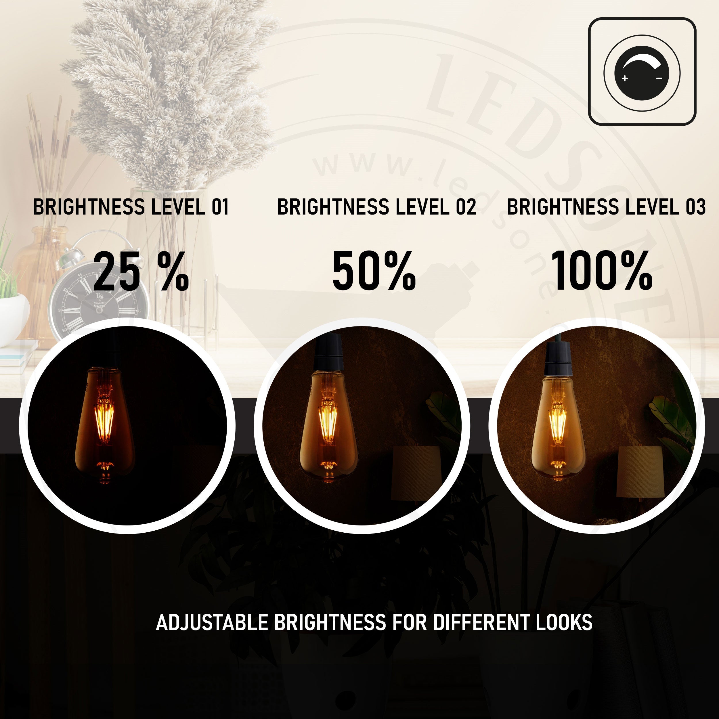 6-Pack Dimmable Vintage Filament LED Edison Bulbs, E27 Warm White