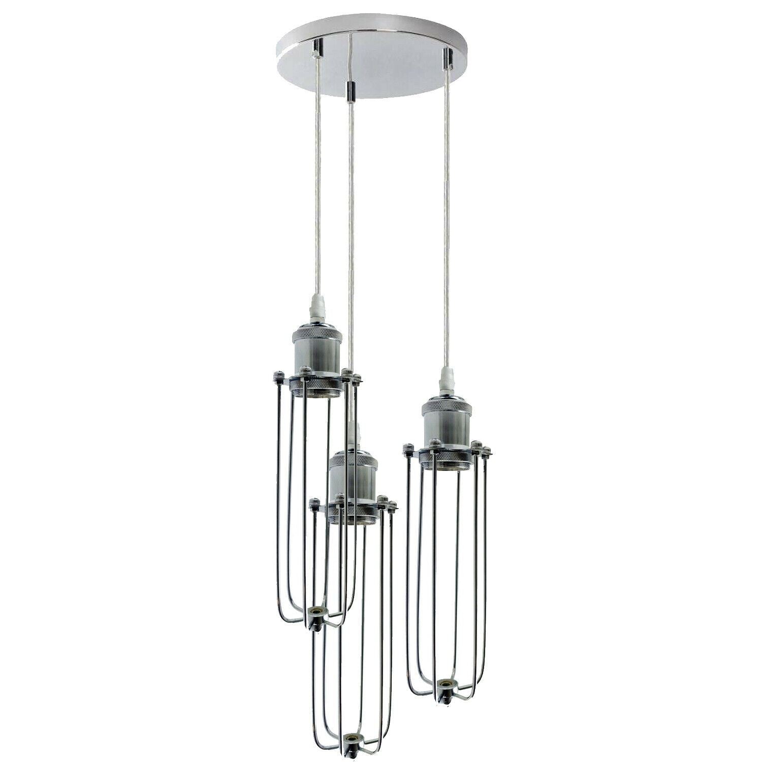 Modern 3-Way Chrome Cluster Pendant Light E27 Base Kit