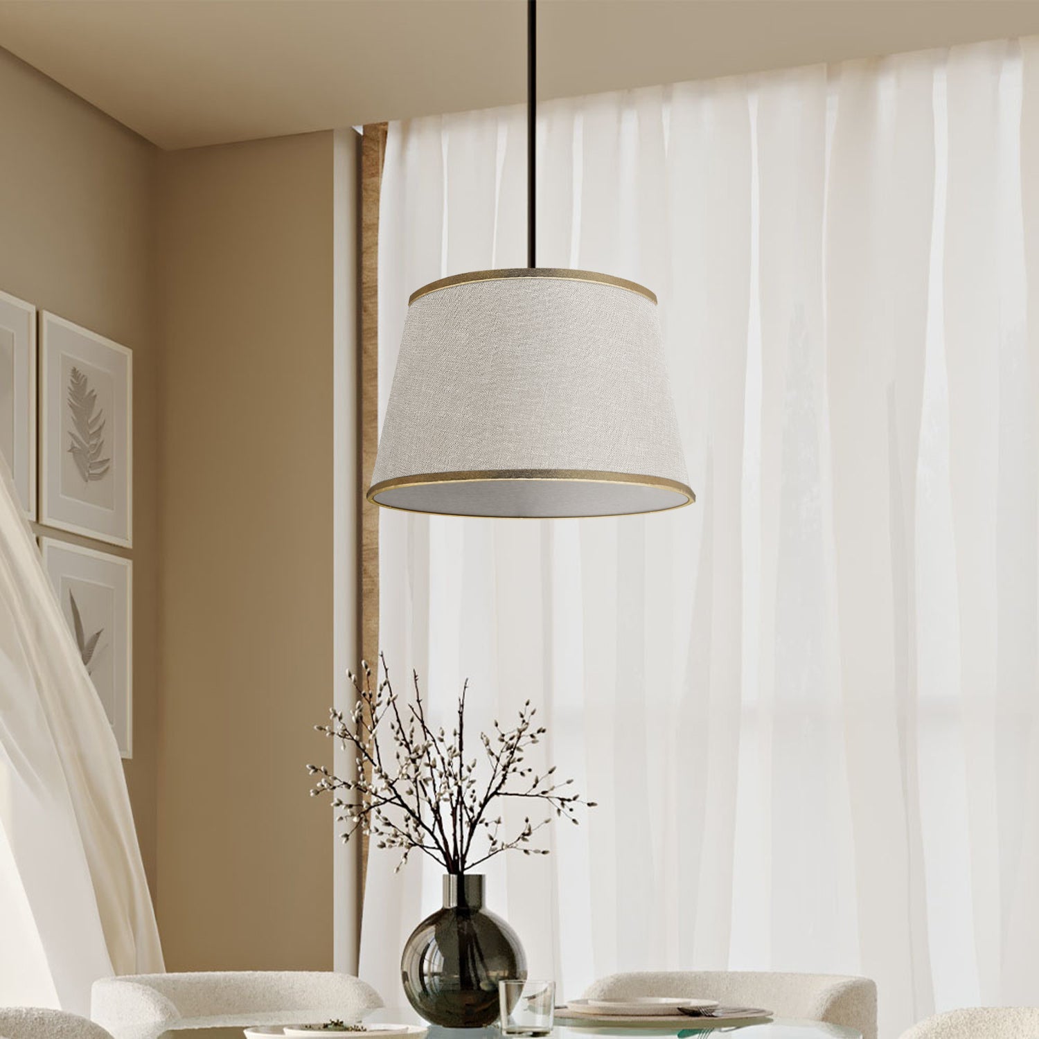 Modern Linen Coolie Ceiling Lampshade for Bedroom & Office - Stylish Lighting