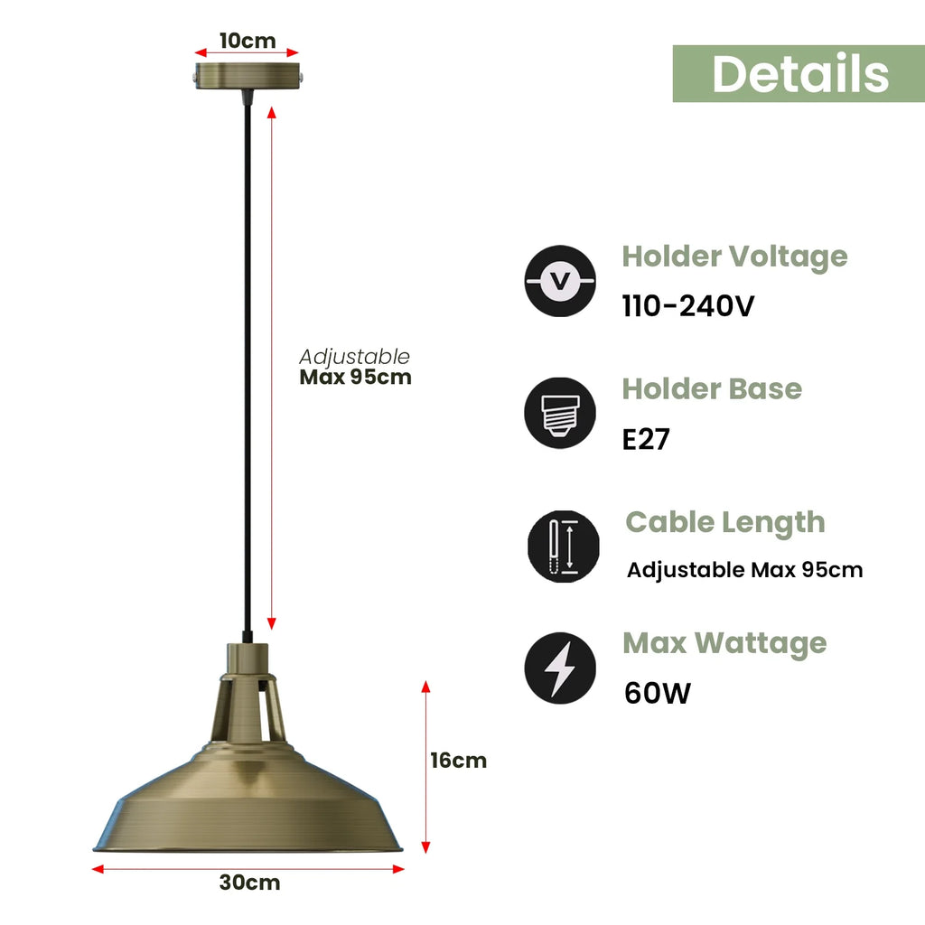 Industrial Hanging Metal Barn Slotted shade Pendant  Fitting ~5932