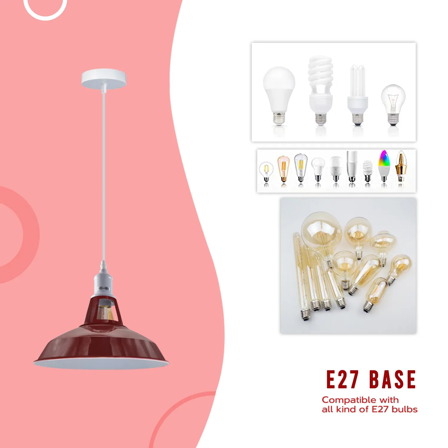 Kitchen Ceiling Lights Barn-Slotted Metal Shade Hanging E27 Pendant Light