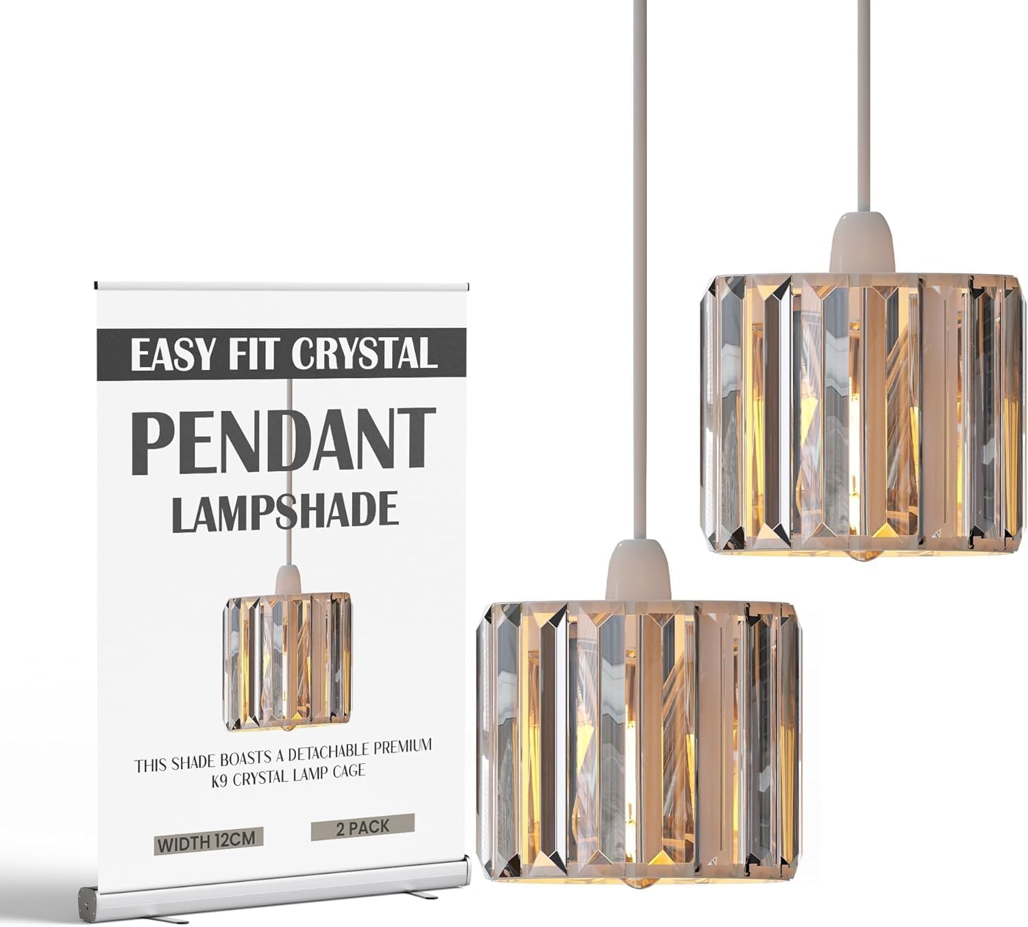 Elegant Crystal Glass Drum Ceiling Lamp Shade - Modern Flush Mount Light Fixture