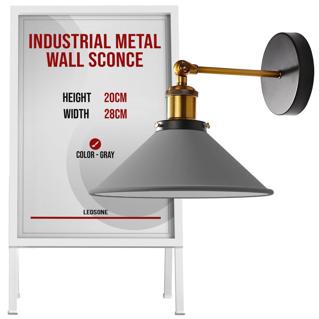 Chic Industrial Vintage Metal Wall Sconce with Adjustable Cone Shade