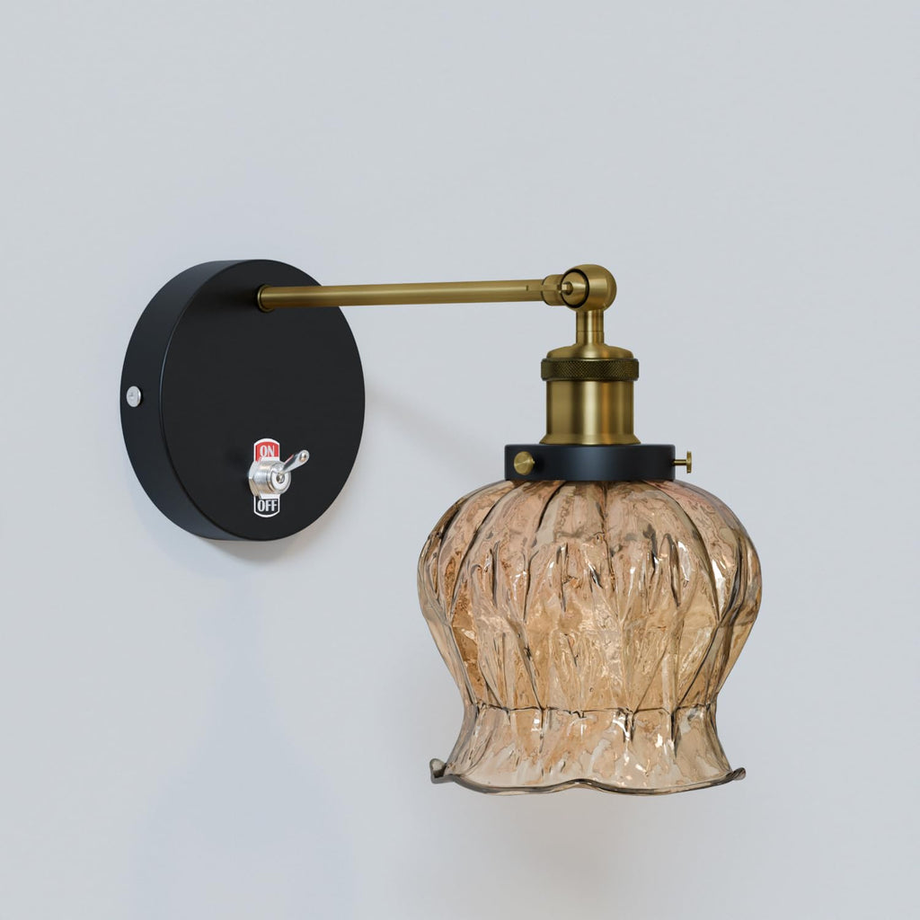 E27 Glass Wall Light With Switch ~6193