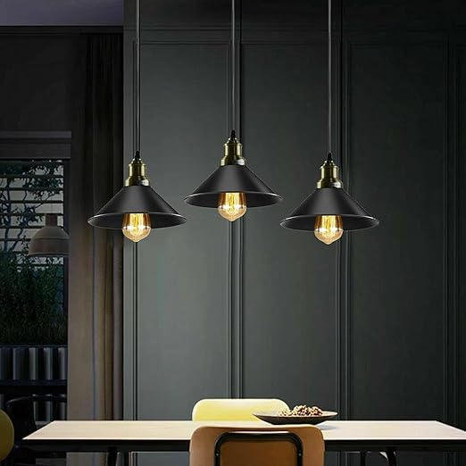 Chic Black Industrial 3-Light Hanging Pendant Fixture for Kitchen Dining Room