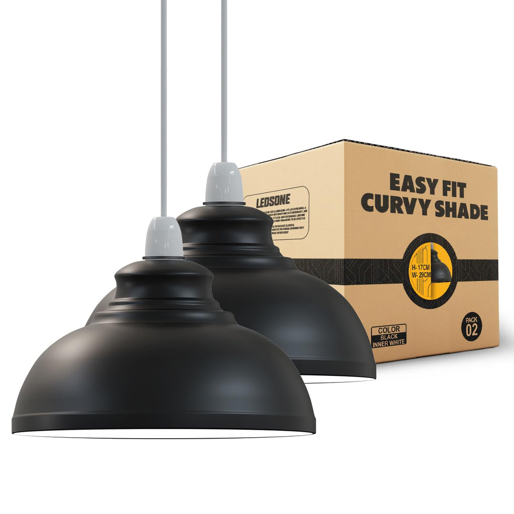 Modern Industrial Curvy Metal Ceiling Lamp Shade Easy Fit Home Decor