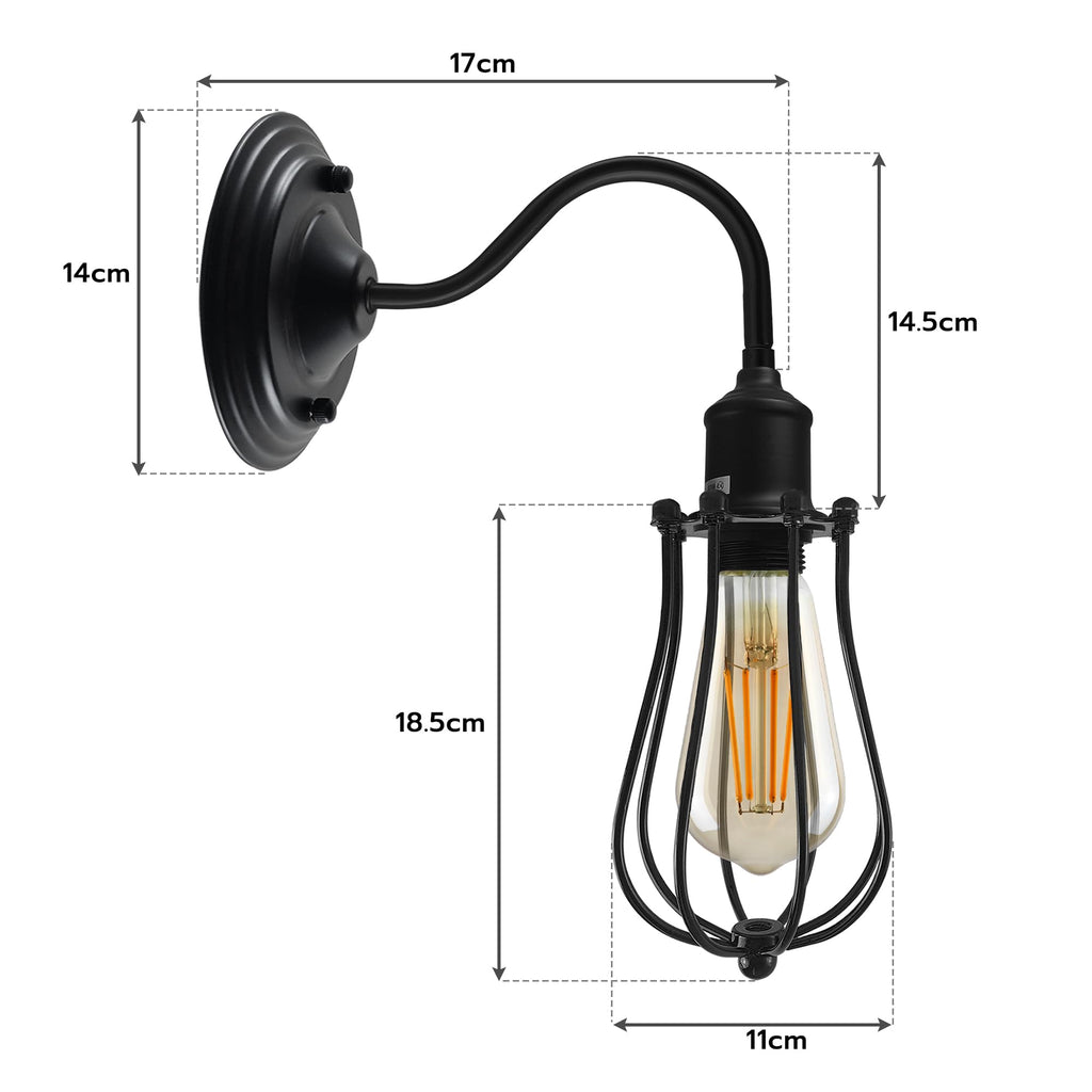 Industrial Vintage Metal Dome Shade Wall Sconce Light with Adjustable Swan Neck