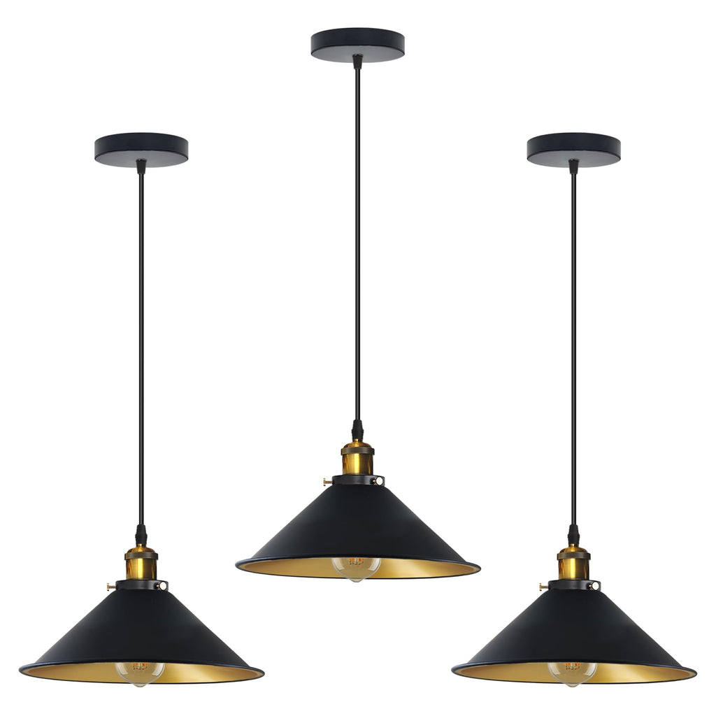 Chic Industrial 3-Pack Metal Pendant Lights, E27 Base, Adjustable Height, Vintage Charm