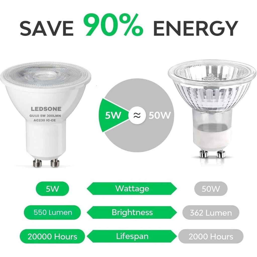 6 Pack GU10 LED Spotlight Bulb 3/5/7W Cool White Energy Saving Light ~6291