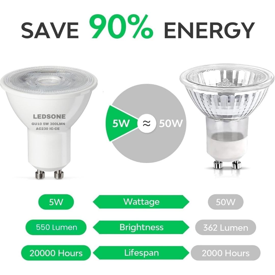 6 Pack GU10 LED Spotlight Bulb 3/5/7W Cool White Energy Saving Light ~6291