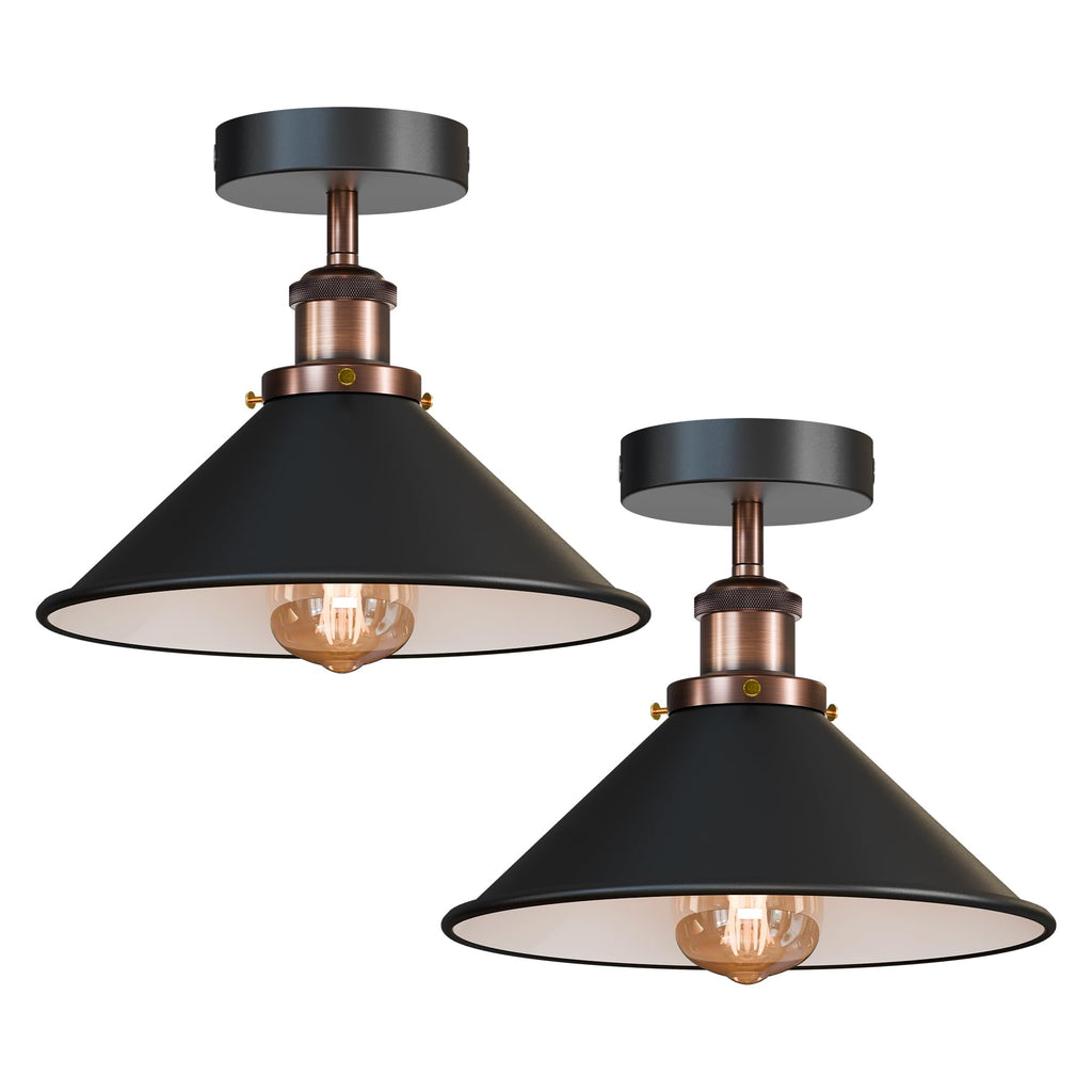 Stylish 2-Pack Modern Semi-Flush Mount Ceiling Lights with Metal Shade