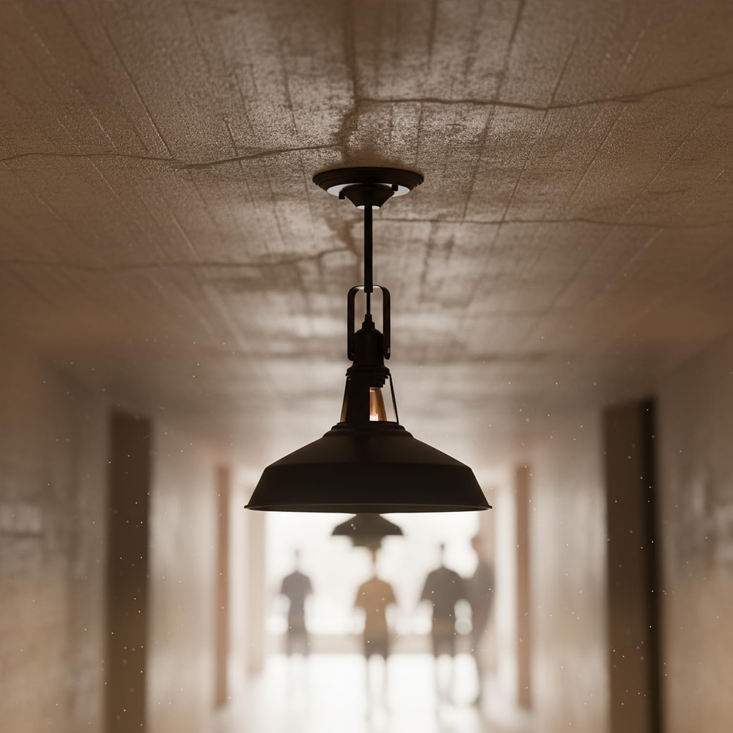 Industrial Black Barn Semi-Flush Ceiling Light with Adjustable Swivel Head