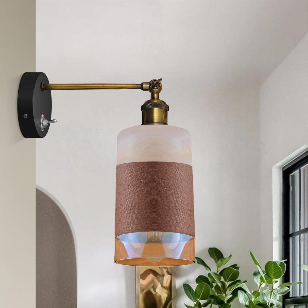 E27 Glass Wall Light With Switch ~6193