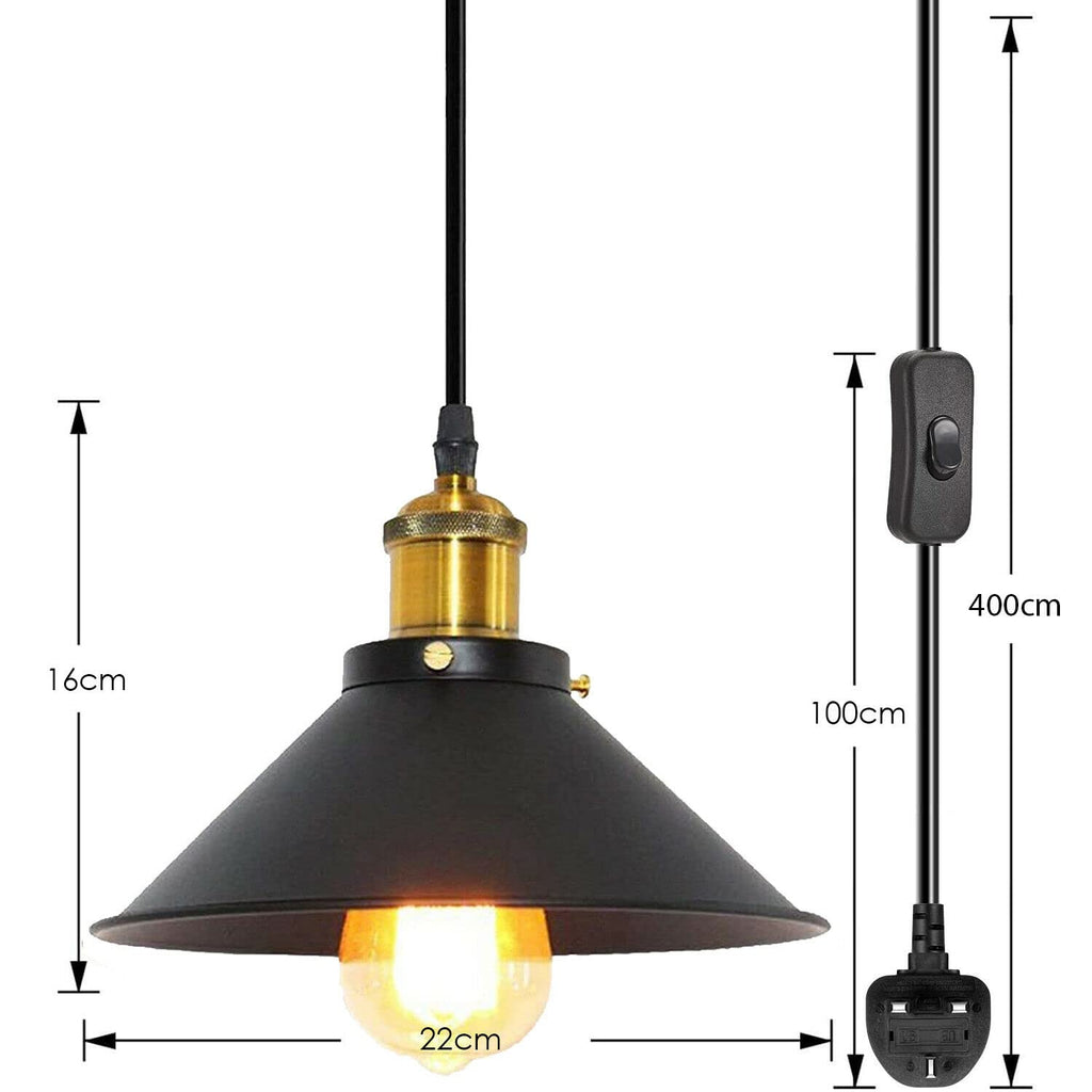 4m Plug in Pendant Lighting Metal ~6217