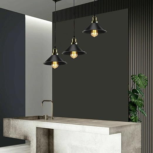 Chic Black Industrial 3-Light Hanging Pendant Fixture for Kitchen Dining Room