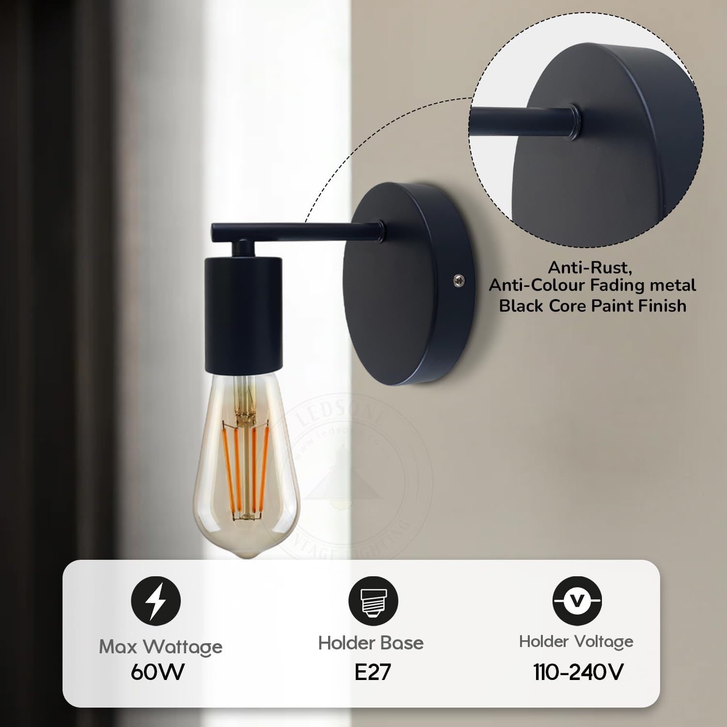 Scott Wandlamp E27 Binnen Max 60W ~6064