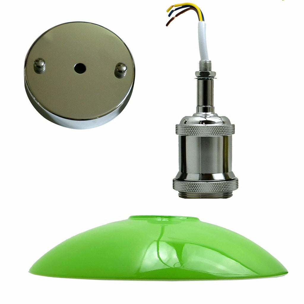 Green Metal Industrial Pendant Light, Modern Farmhouse Ceiling Fixture, E27/E26