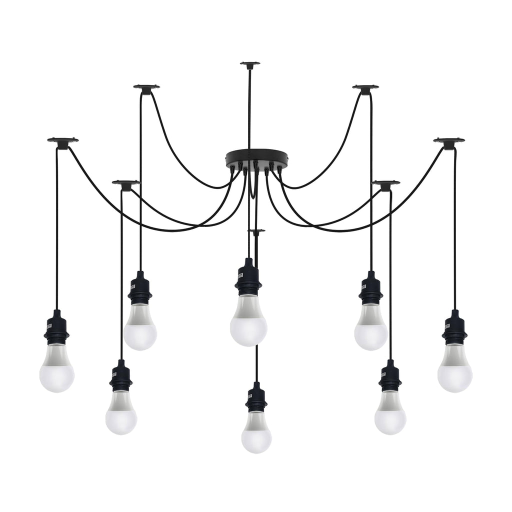 Industrial Vintage E27 Spider Ceiling Chandelier Light, Adjustable 8-Way Pendant Lamp