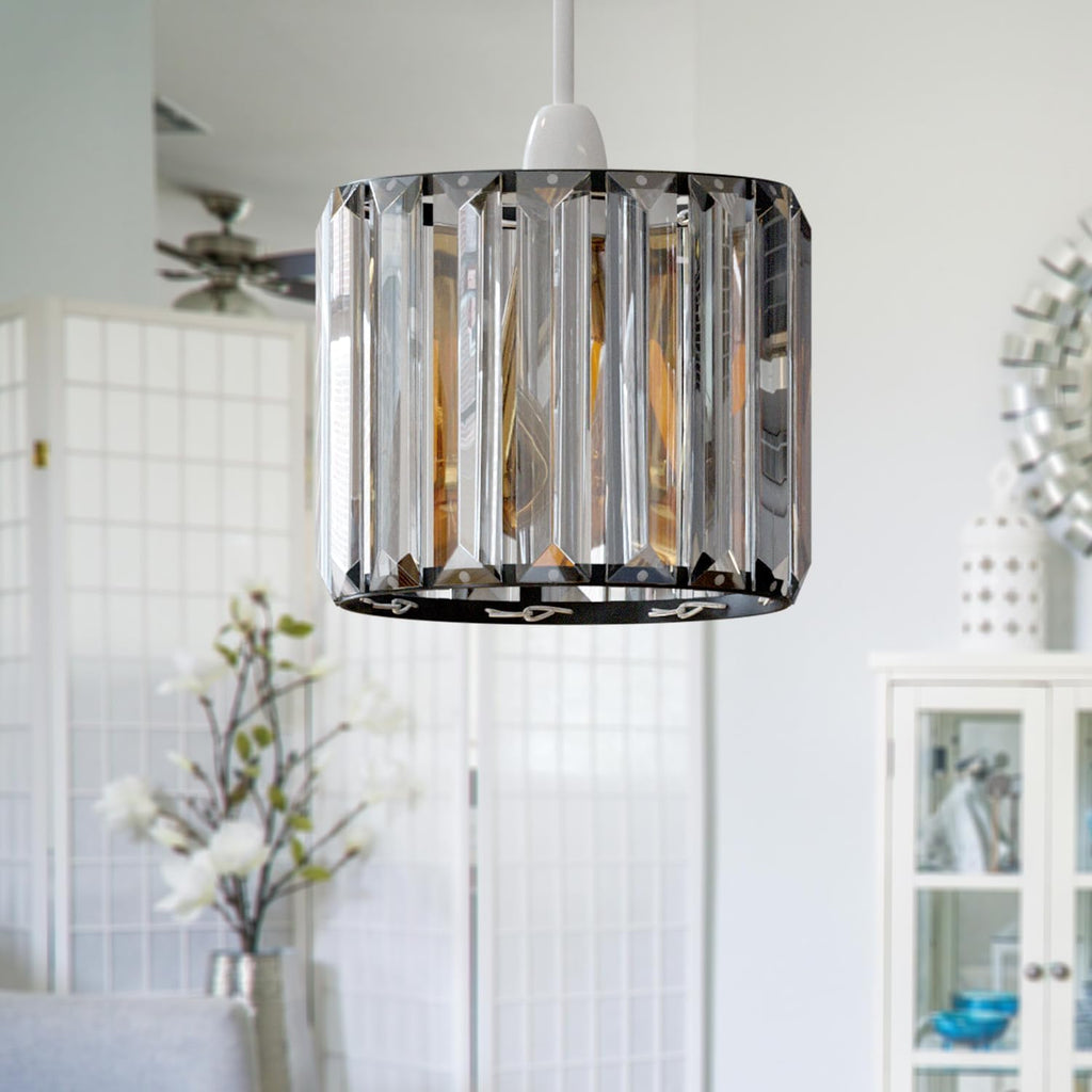Elegant Crystal Glass Drum Ceiling Lamp Shade - Modern Flush Mount Light Fixture