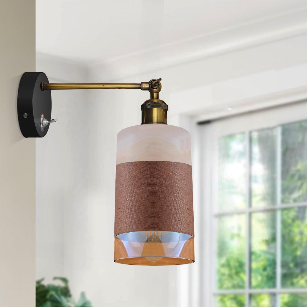 E27 Glass Wall Light With Switch ~6193