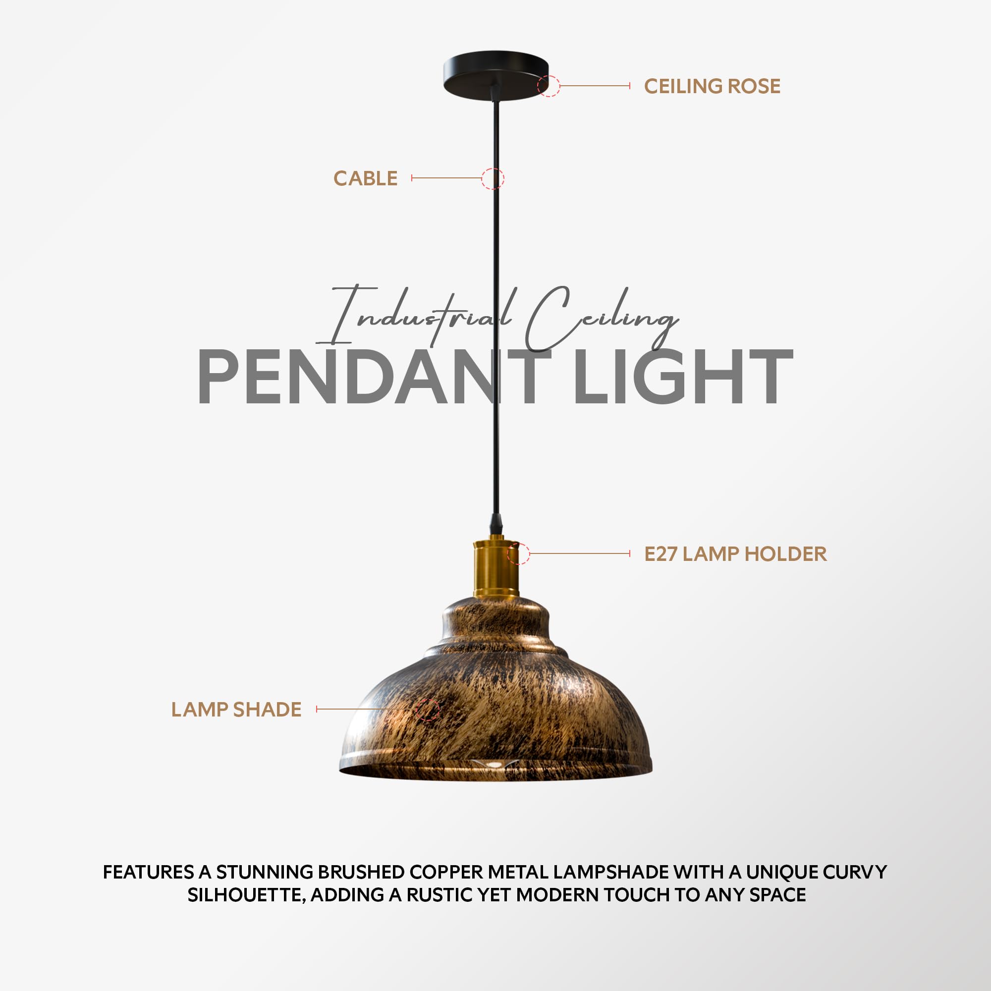 Industrial Pendant Light 29cm Metal ~6191