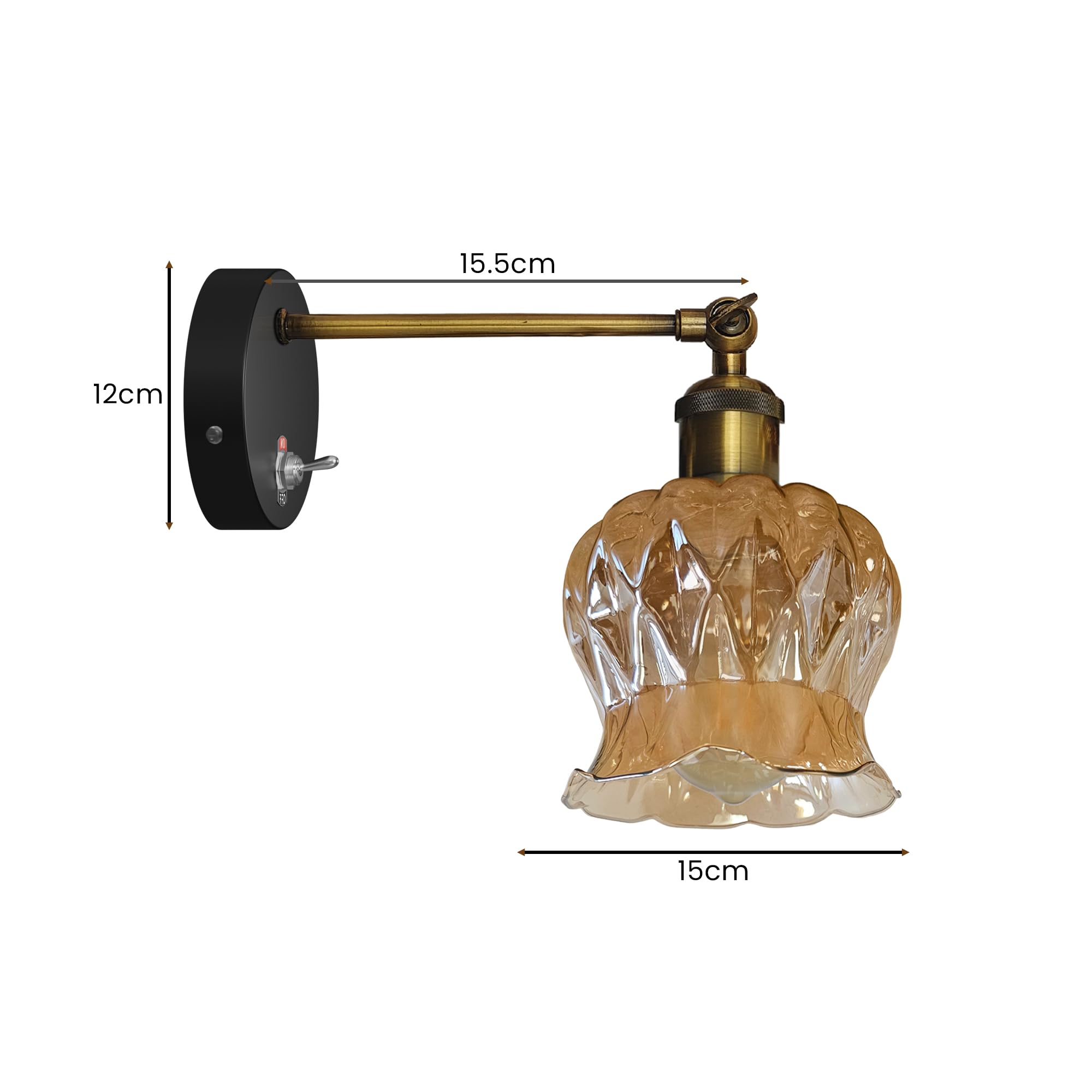 E27 Glass Wall Light With Switch ~6193