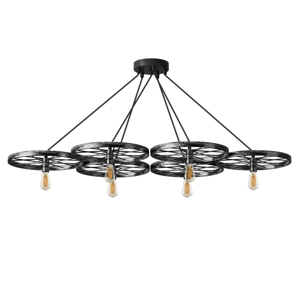 Industrial Vintage Rustic Metal 6-Light Cluster Chandelier Ceiling Fixture
