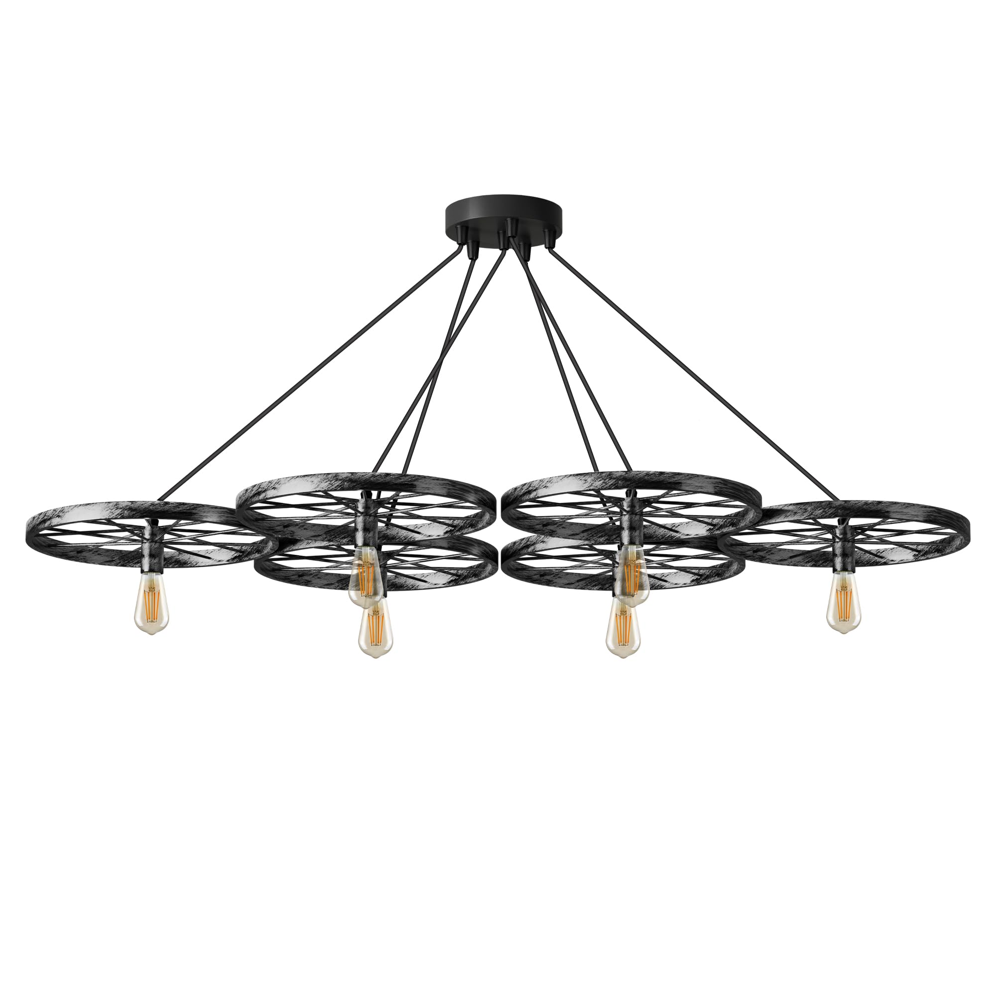 Industrial Vintage Rustic Metal 6-Light Cluster Chandelier Ceiling Fixture