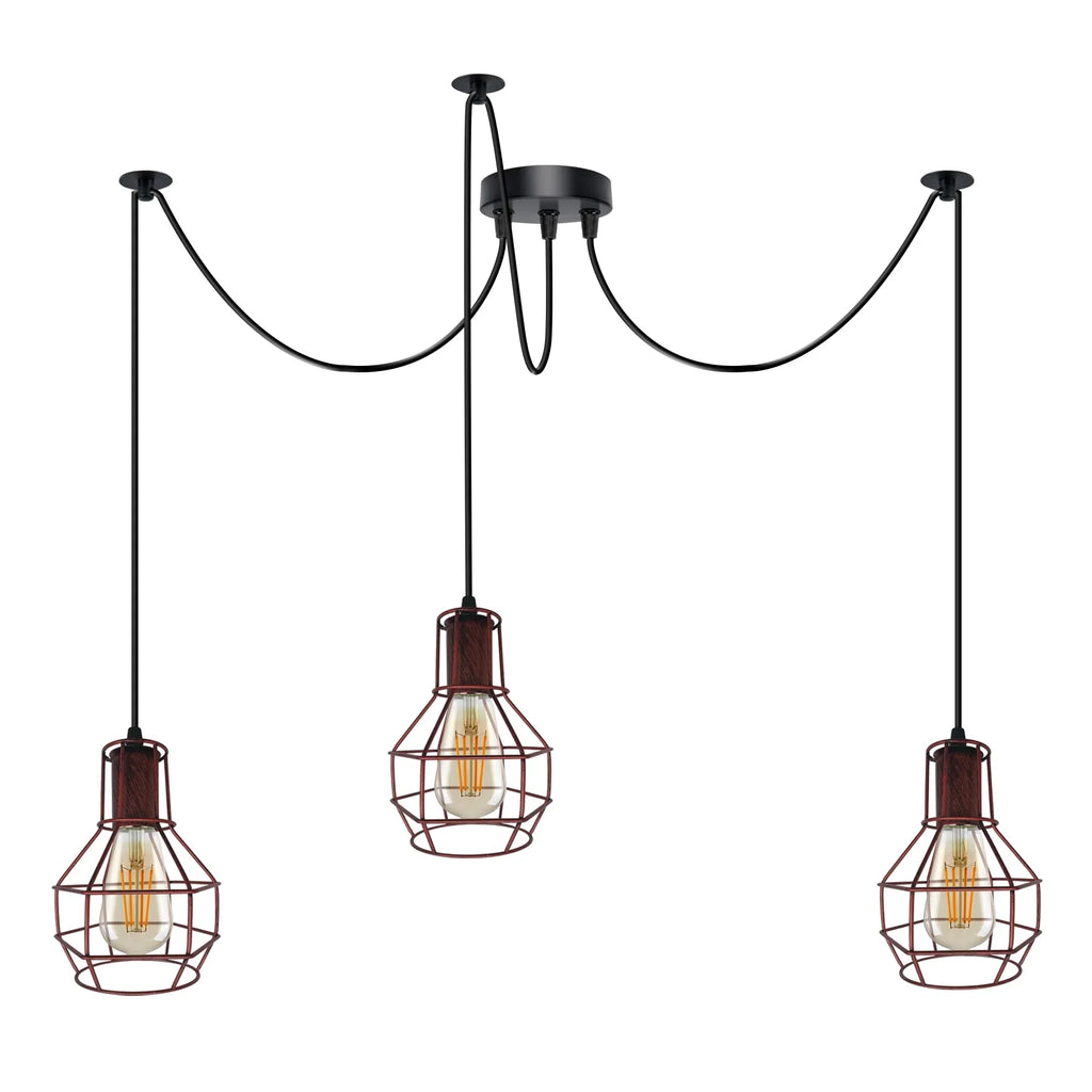 Vintage Industrial Spider Chandelier Pendant Light Kit Metal Cage E27 Ceiling Lamp