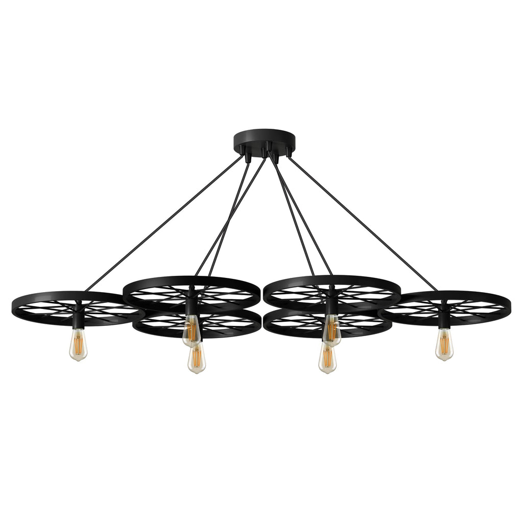 Industrial Vintage Rustic Metal 6-Light Cluster Chandelier Ceiling Fixture