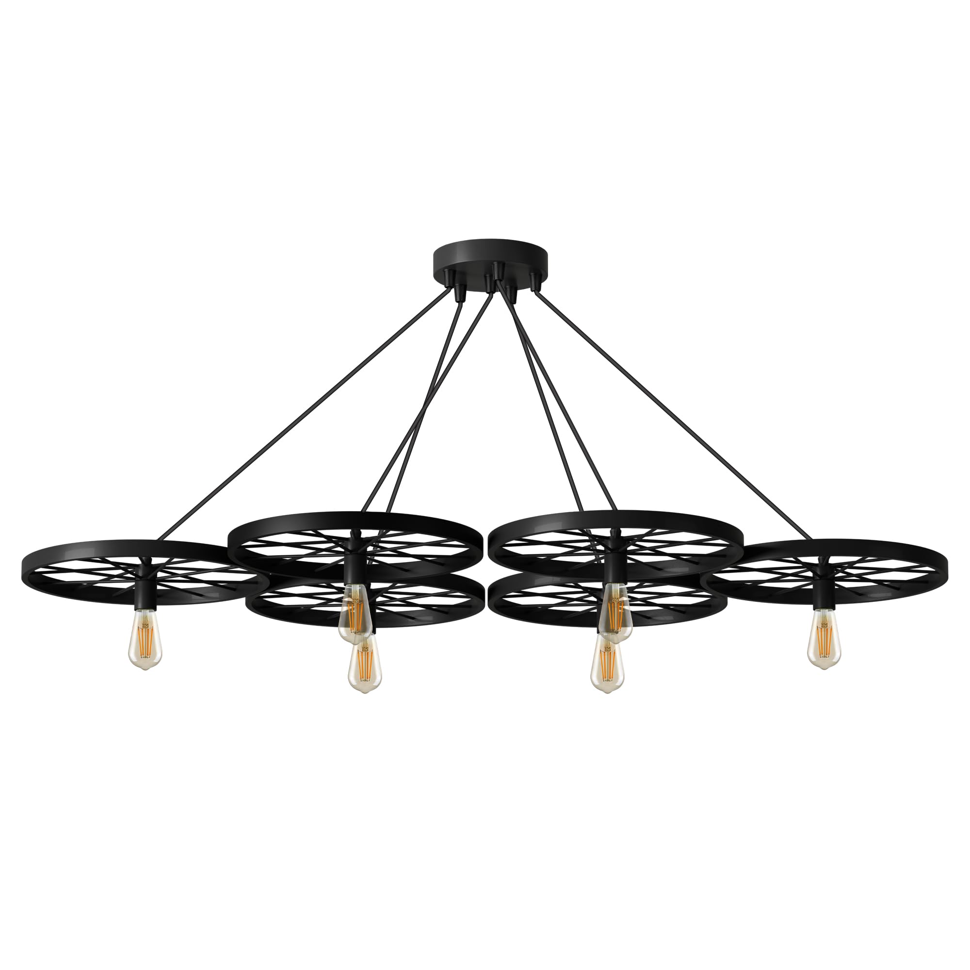 Industrial Vintage Rustic Metal 6-Light Cluster Chandelier Ceiling Fixture
