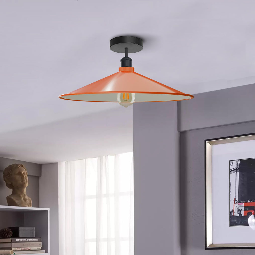 Sleek Industrial LED Flush Mount Ceiling Light, Dimmable, E27 Bulb Compatible