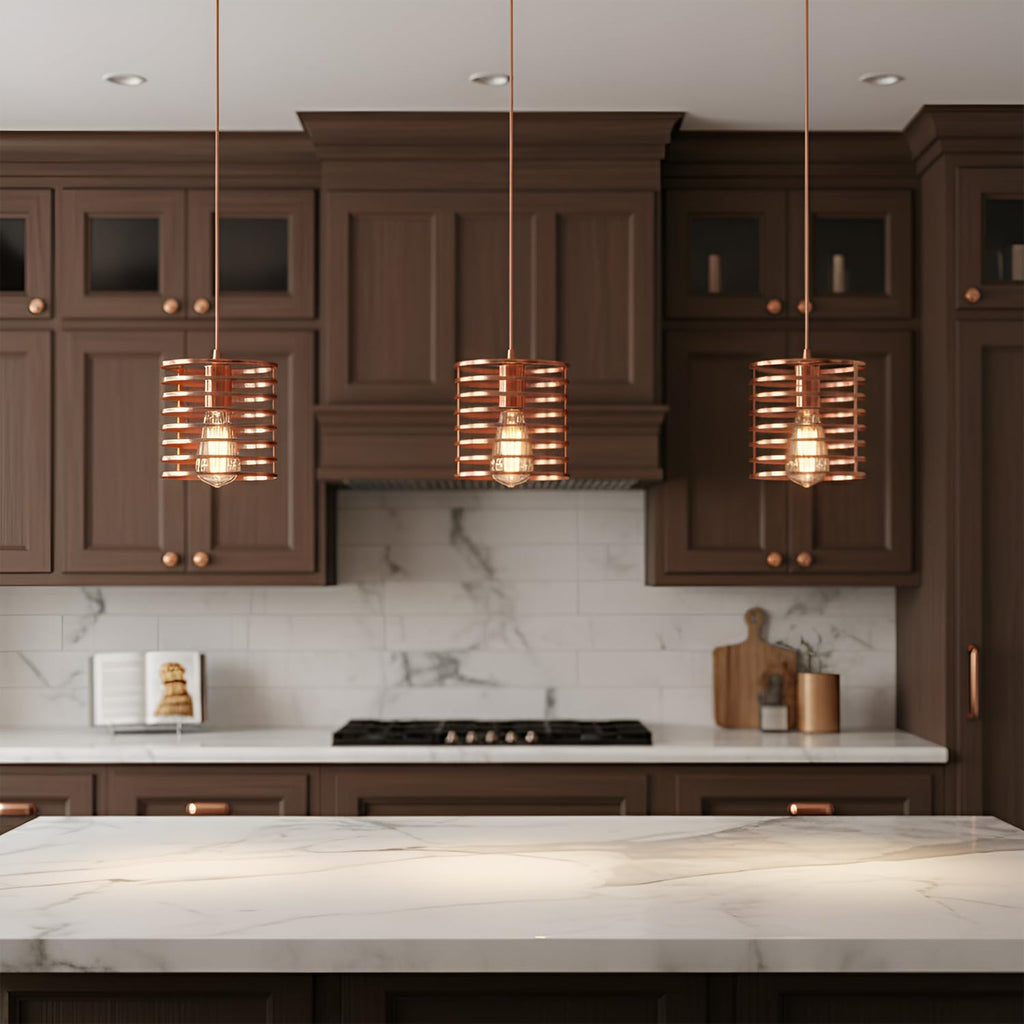 Modern LED Metal Pendant Light Fixture with Adjustable Cord for Kitchens