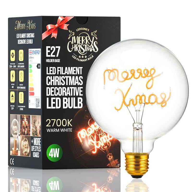 LED Vintage Edison G125 Globe Christmas Decorative Light Bulb E27 Screw Base