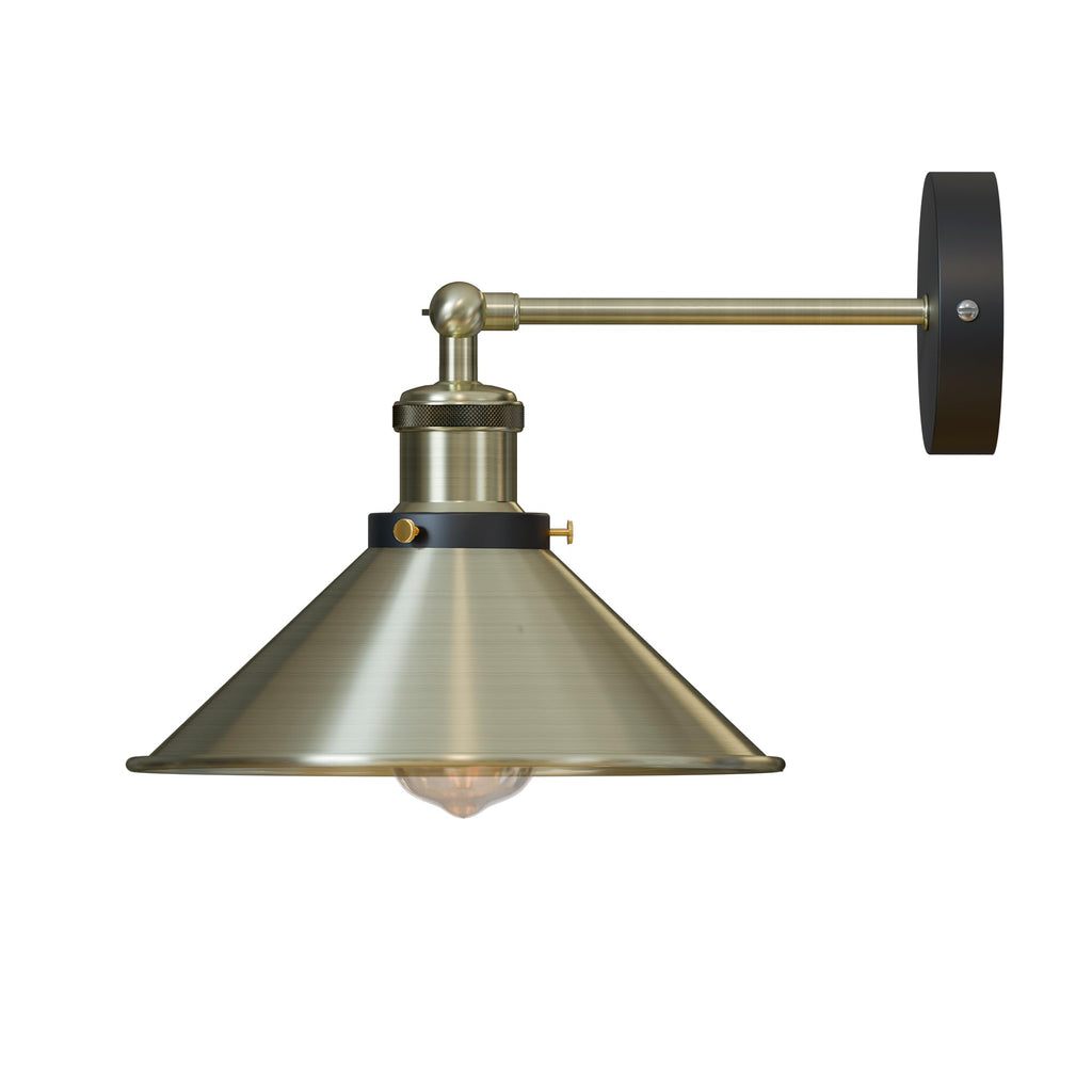Vintage Industrial Metal Wall Sconce Light Fixture with Cone Shade, E27 Base