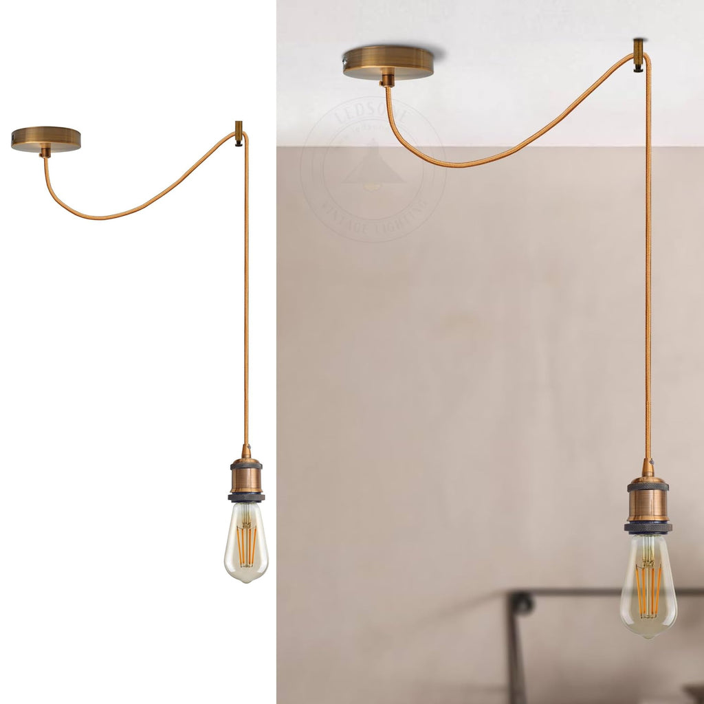 Industrial Vintage Spider Design Ceiling Hanging Pendant Light Kit E27 Socket Adjustable Cable
