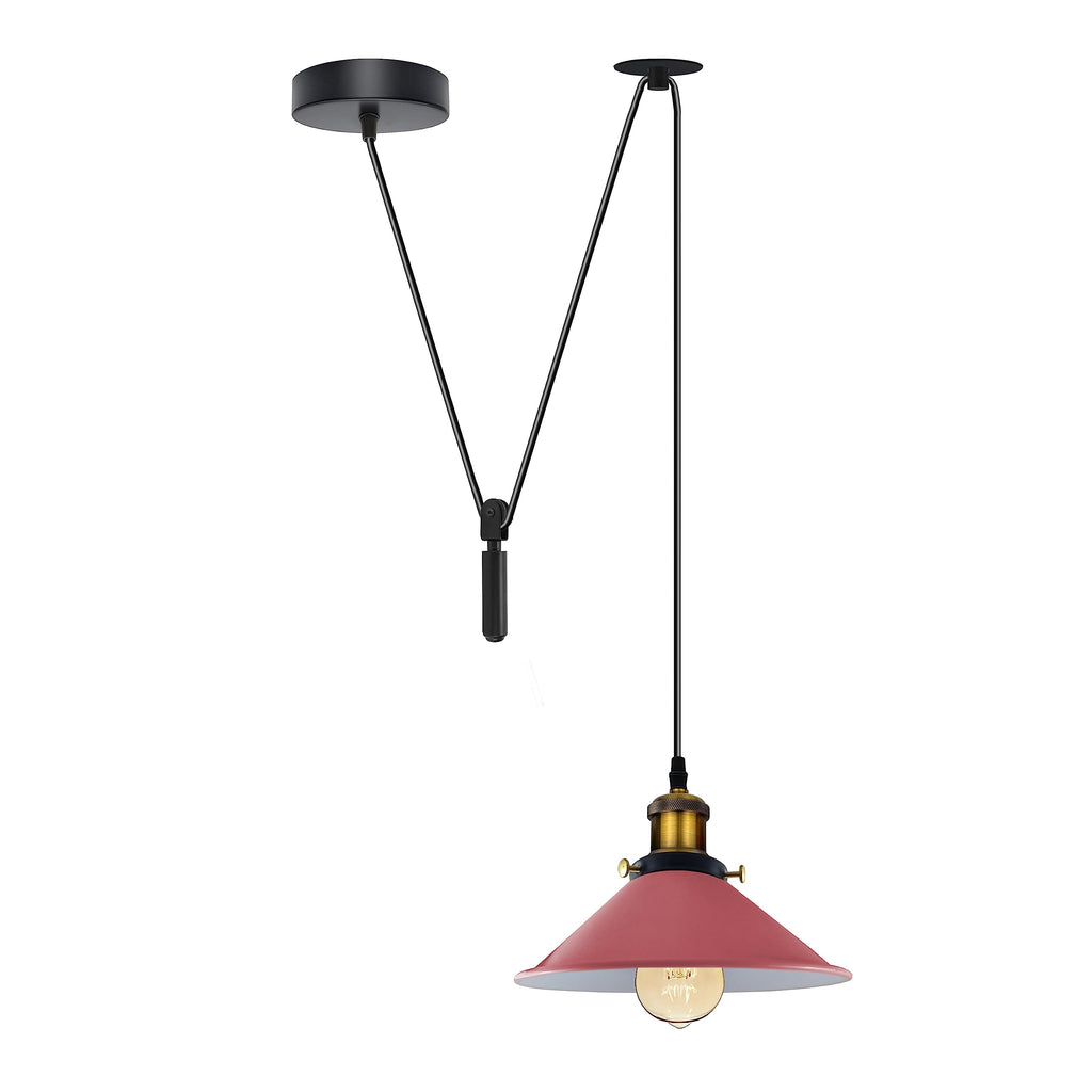 Retro Industrial LED Pendant Ceiling Light Fixture, Metal Shade, Dimmable E27
