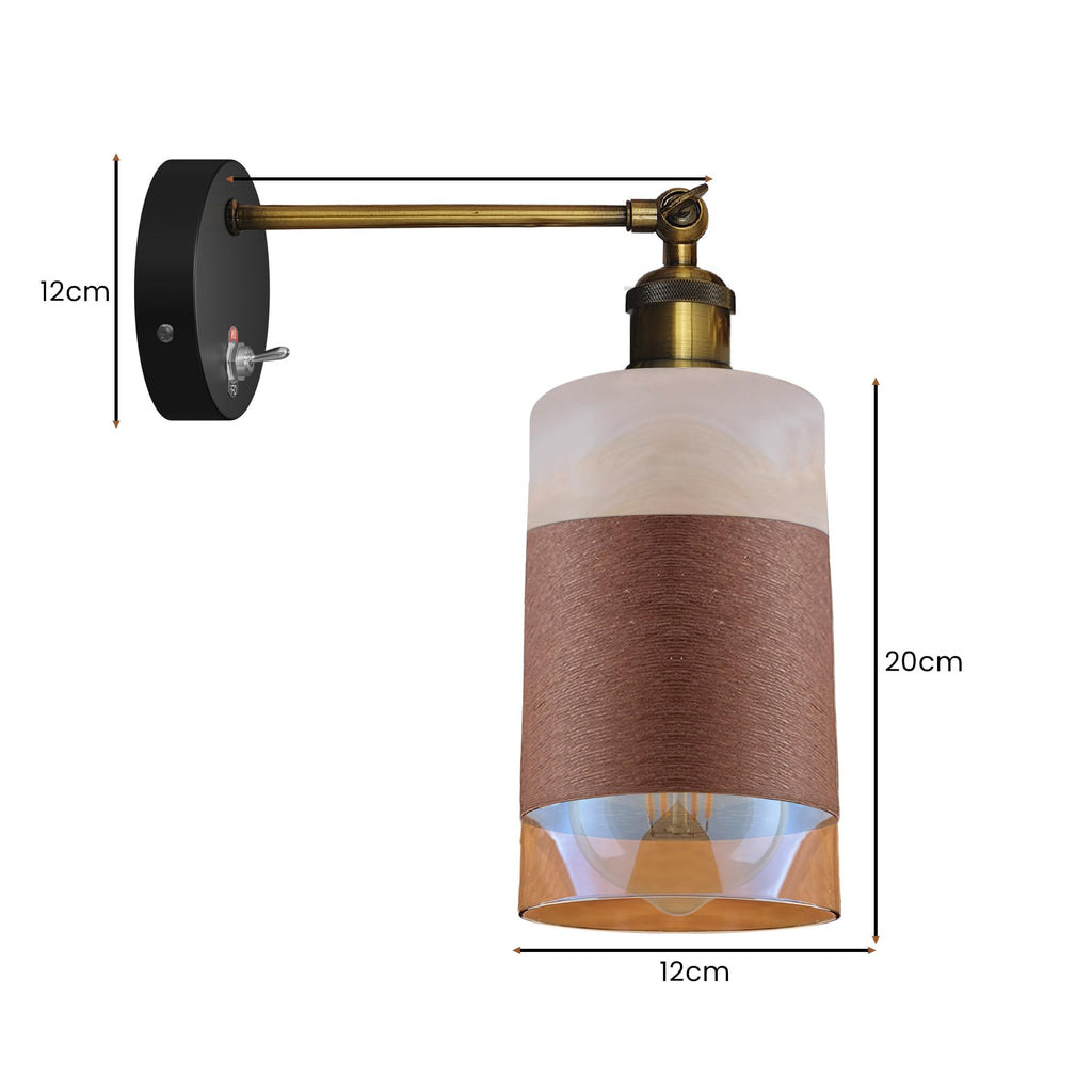 E27 Glass Wall Light With Switch ~6193
