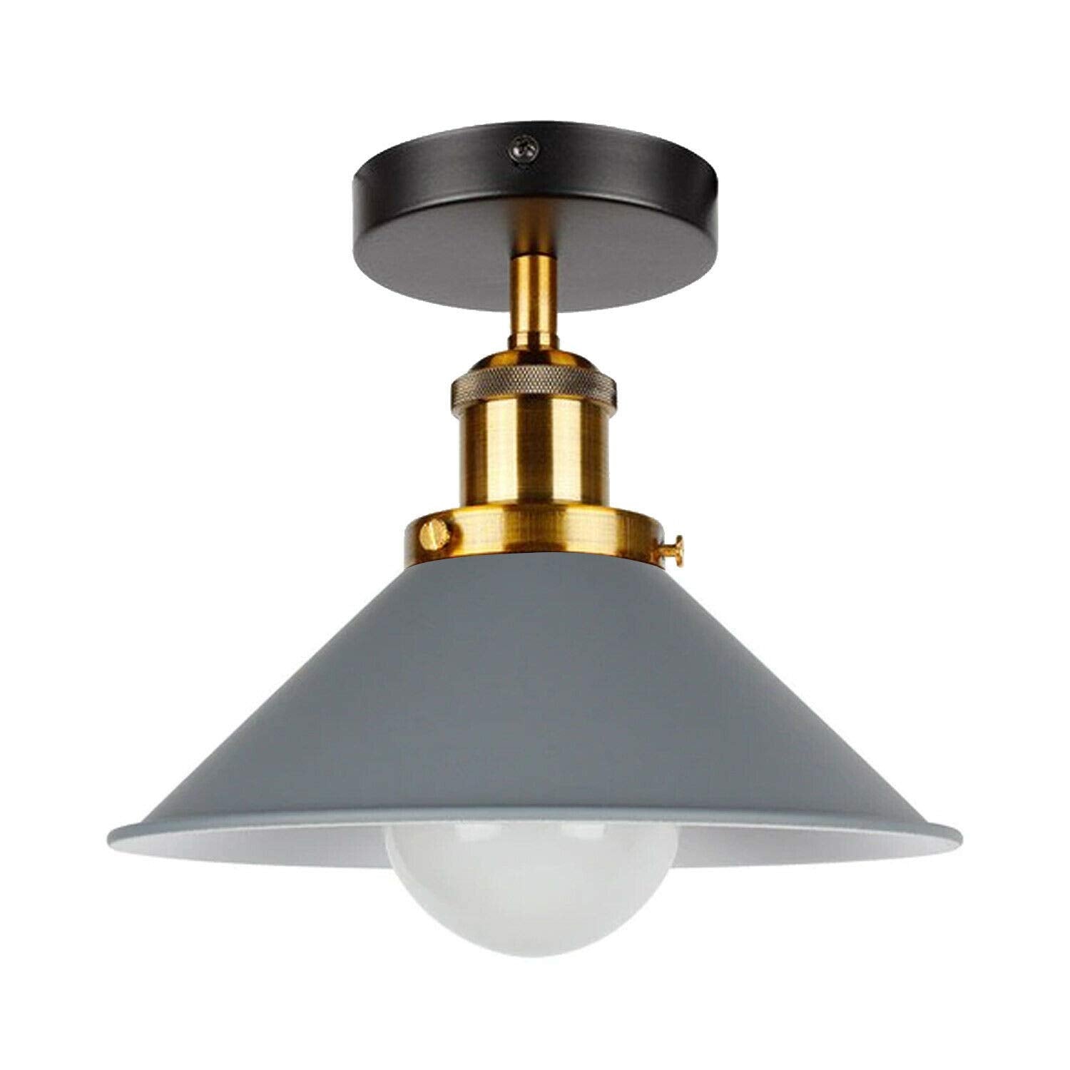 Industrial Metal Semi Flush Mount Cone Ceiling Light Fixture