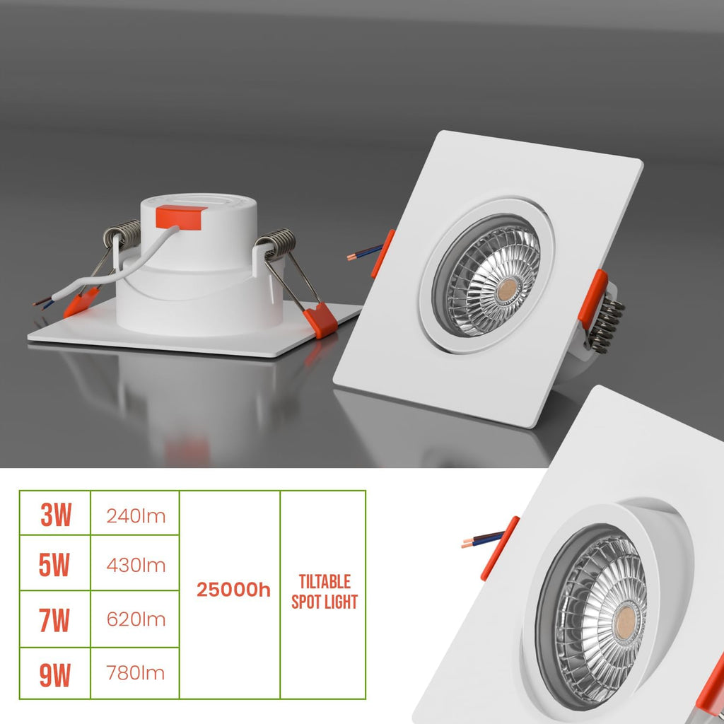 Modern Ultra Slim Recessed LED Tilt Angle Ceiling Spot Light Cool White