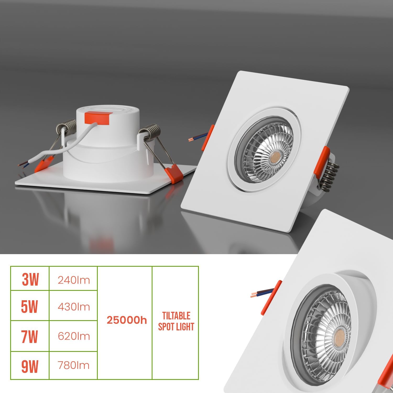 Modern Ultra Slim Recessed LED Tilt Angle Ceiling Spot Light Cool White