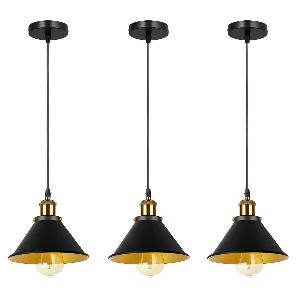 Chic Industrial 3-Pack Metal Pendant Lights, E27 Base, Adjustable Height, Vintage Charm