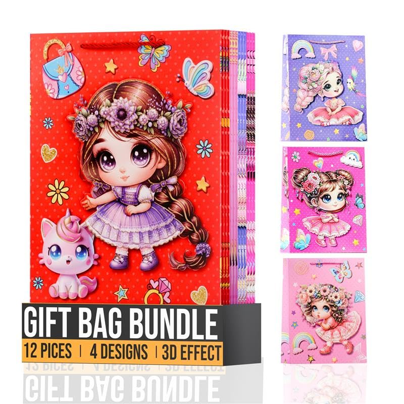 12 Packgift bags for presents kids ~6339