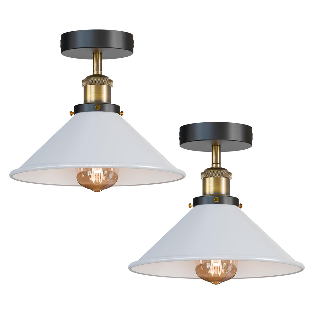 Stylish 2-Pack Modern Semi-Flush Mount Ceiling Lights with Metal Shade