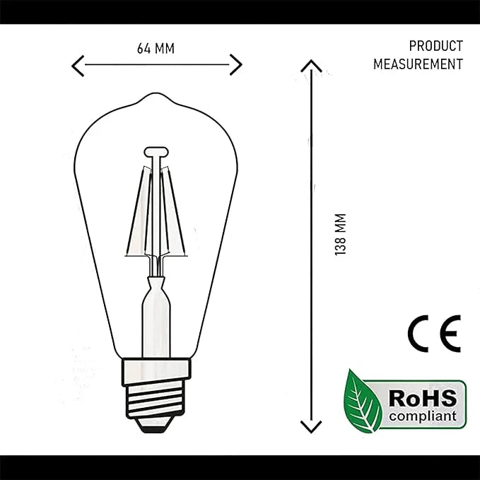 Vintage ST64 Squirrel Cage E27 LED Bulb, 4W Warm White Decorative Filament Design
