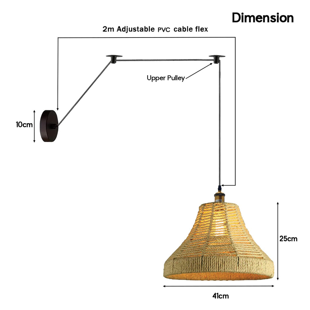 Hand-Woven Natural Bamboo Hemp Ceiling Pendant Light for Rustic Homes