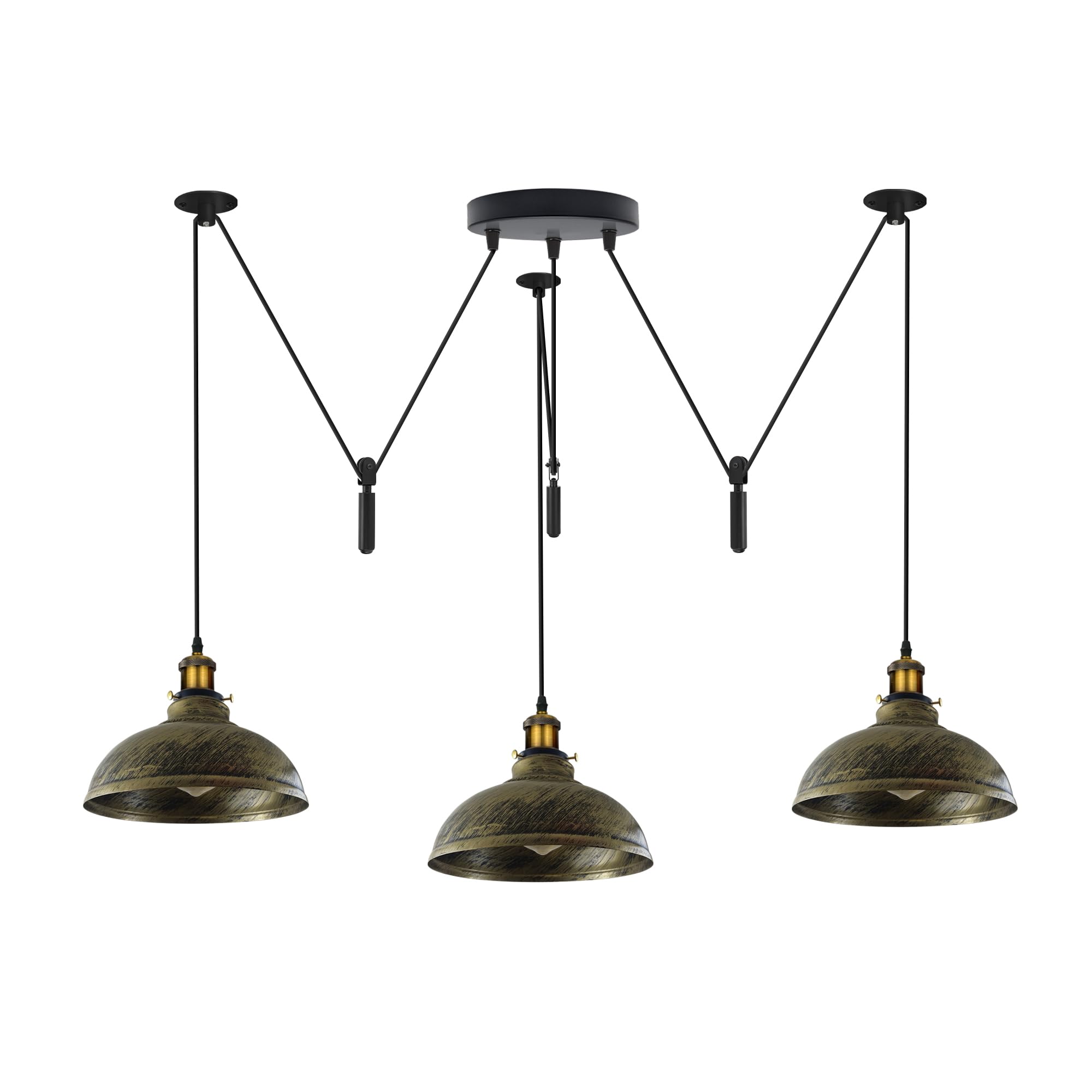 Industrial 3-Light Adjustable Pendant: Vintage Metal Ceiling Lamp for Home Decor