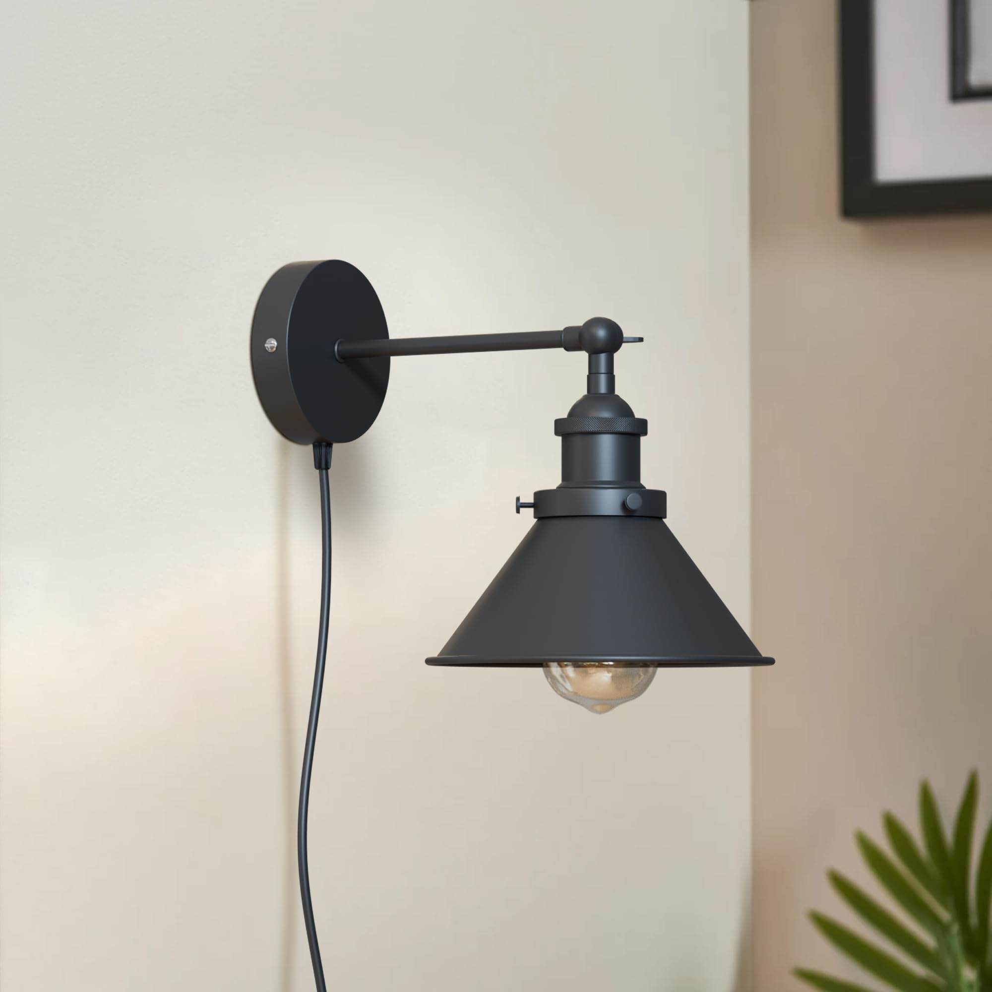 Vintage Industrial Plug-in Wall Light with Dimmer ~6266