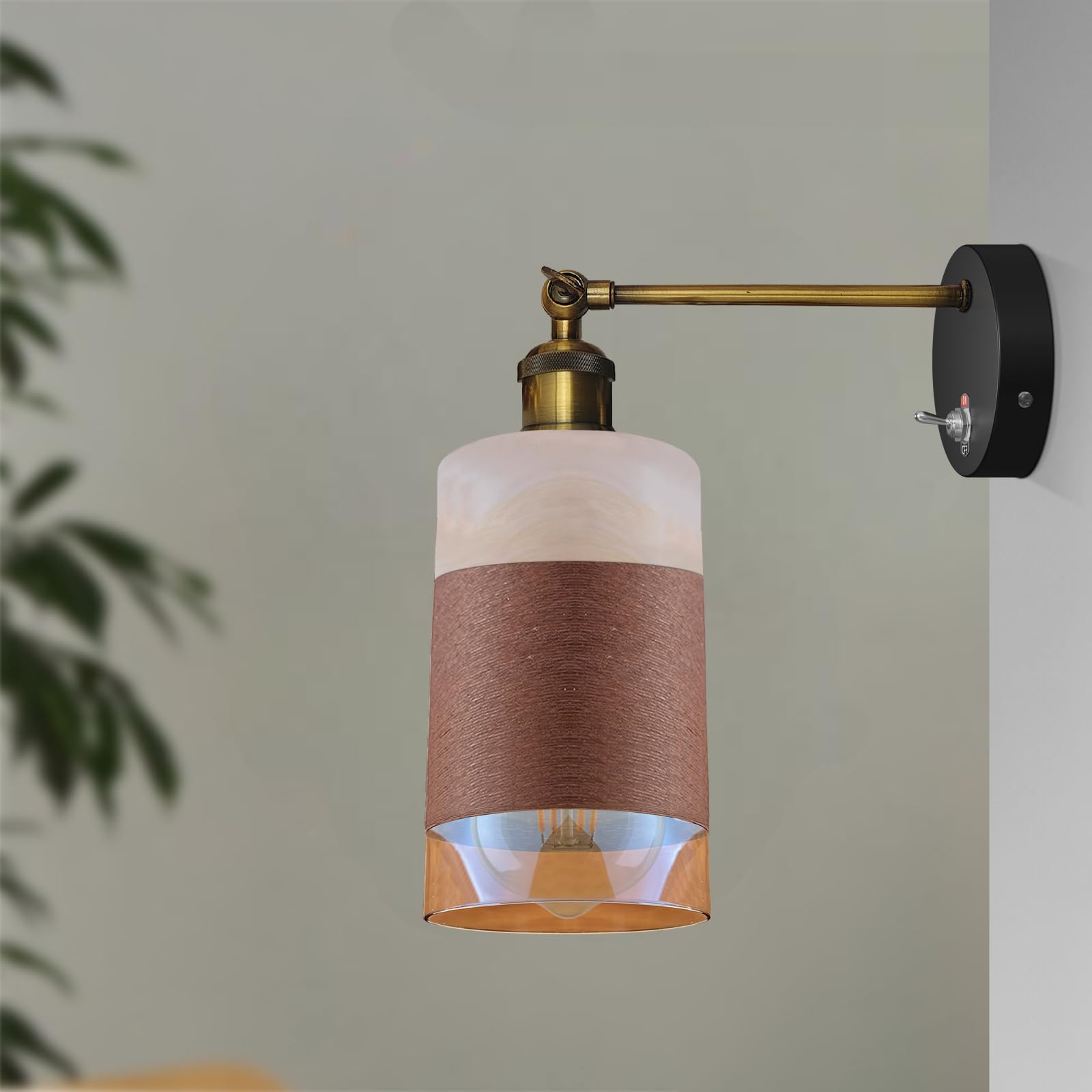 E27 Glass Wall Light With Switch ~6193